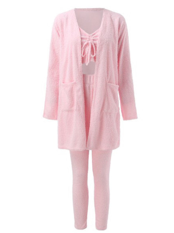 Plush Tie Camisole 3-piece Suit