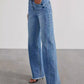 Paneled Frayed Hem Jeans