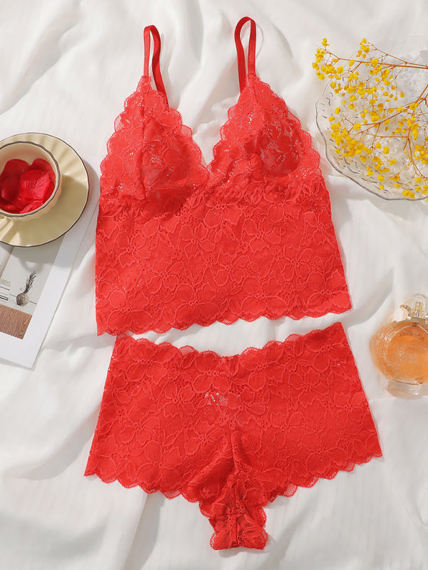 Sexy Lace Tank Top Bra Set