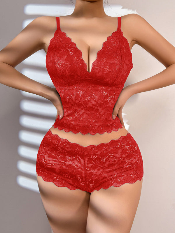 Sexy Lace Tank Top Bra Set