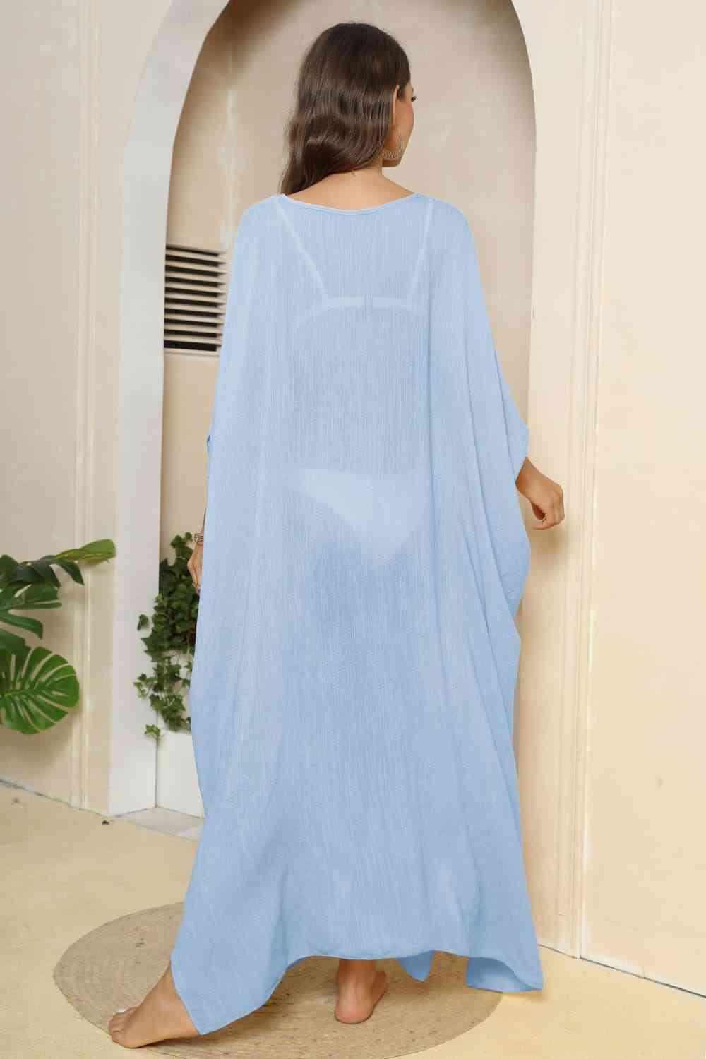 V-Neck Three-Quarter Sleeve Cover-Up - NawdeX