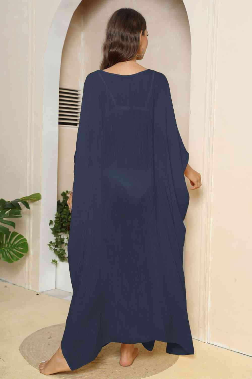 V-Neck Three-Quarter Sleeve Cover-Up - NawdeX
