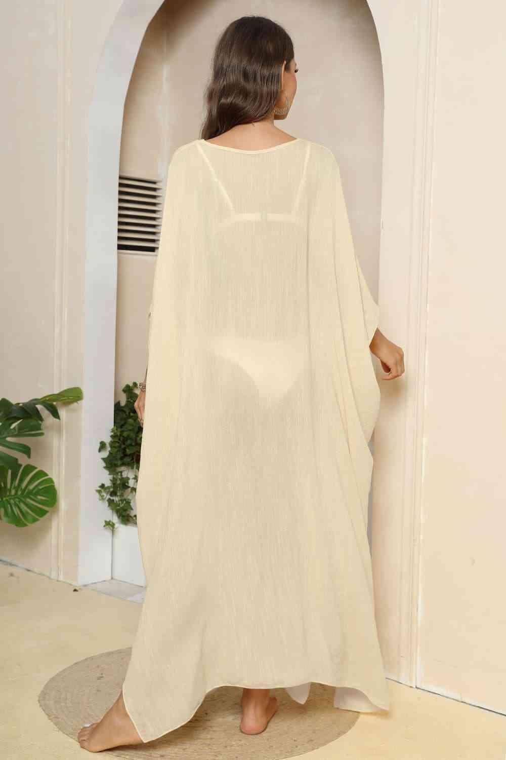 V-Neck Three-Quarter Sleeve Cover-Up - NawdeX