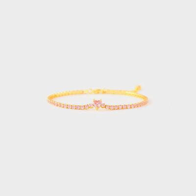 Heart Shape Inlaid Zircon 18K Gold-Plated Bracelet - NawdeX