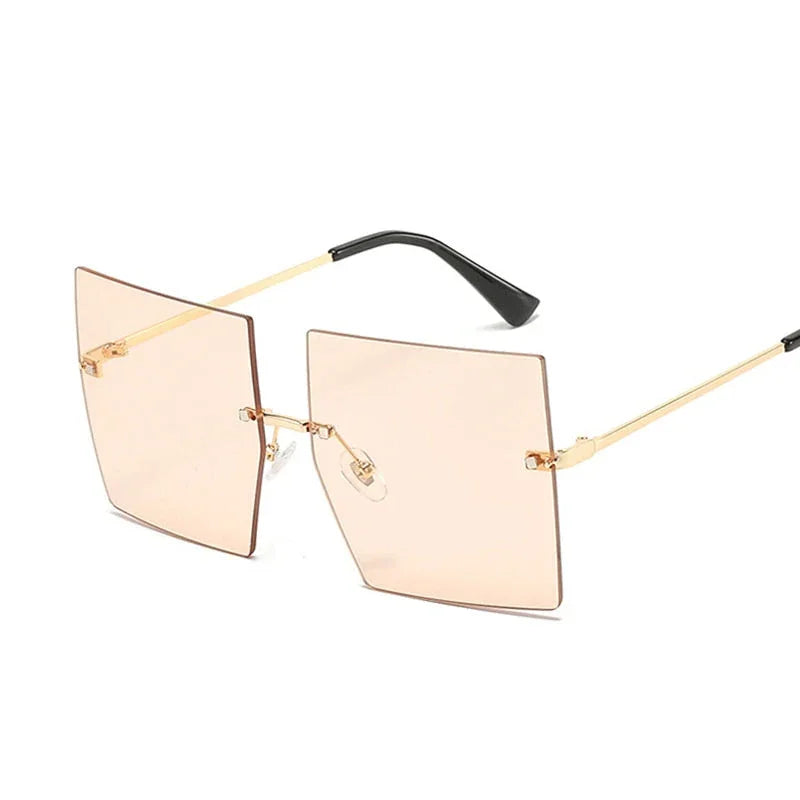 Oversized Rimless Square Sunglasses - NawdeX