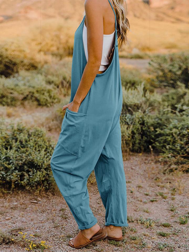 Double Take Full Size V-Neck Sleeveless Jumpsuit with Pockets - NawdeX