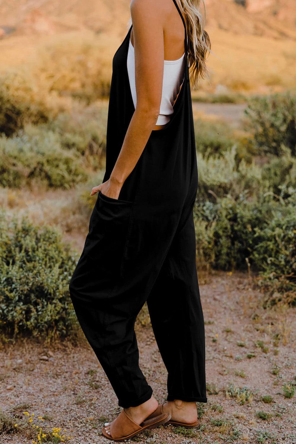Double Take Full Size V-Neck Sleeveless Jumpsuit with Pockets - NawdeX