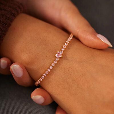Heart Shape Inlaid Zircon 18K Gold-Plated Bracelet - NawdeX