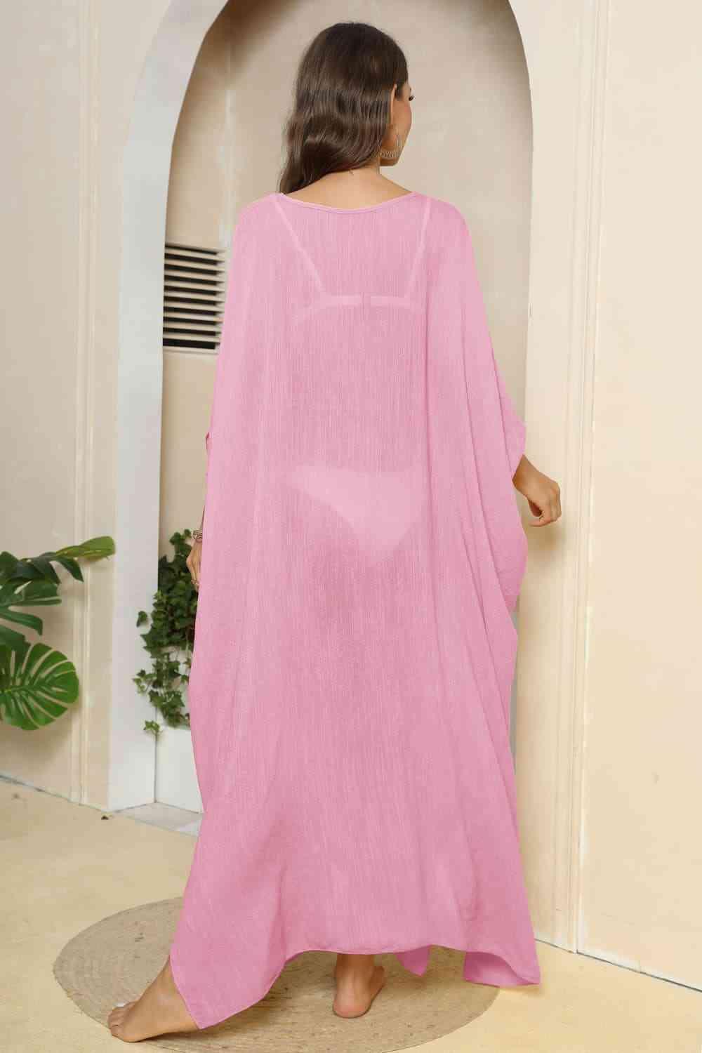 V-Neck Three-Quarter Sleeve Cover-Up - NawdeX