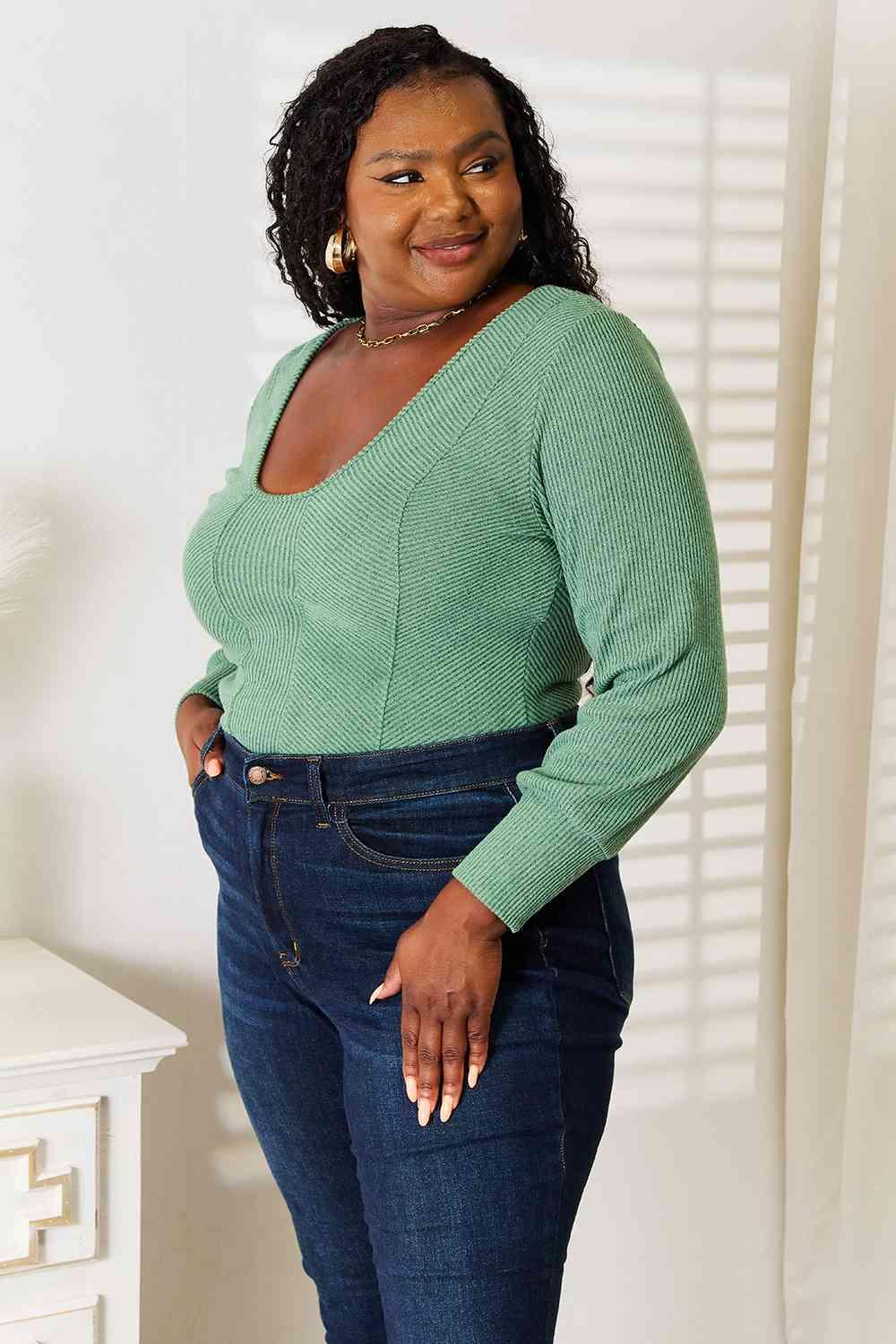 Basic Bae Scoop Neck Long Sleeve Top - NawdeX
