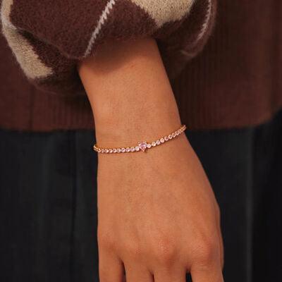 Heart Shape Inlaid Zircon 18K Gold-Plated Bracelet - NawdeX