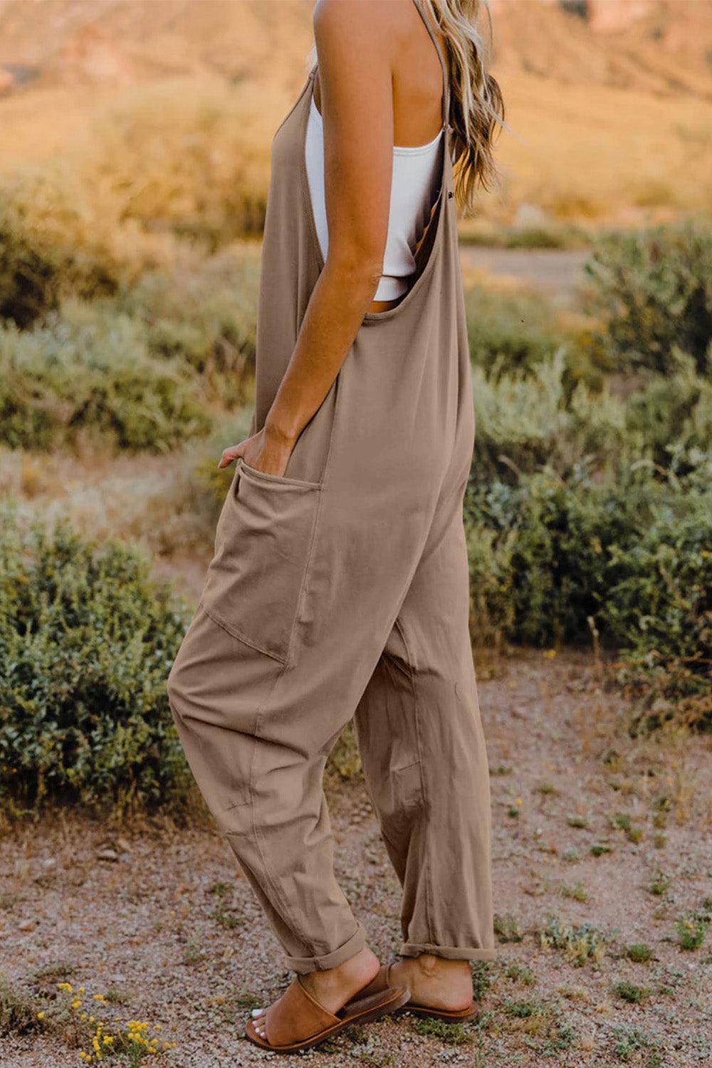 Double Take Full Size V-Neck Sleeveless Jumpsuit with Pockets - NawdeX