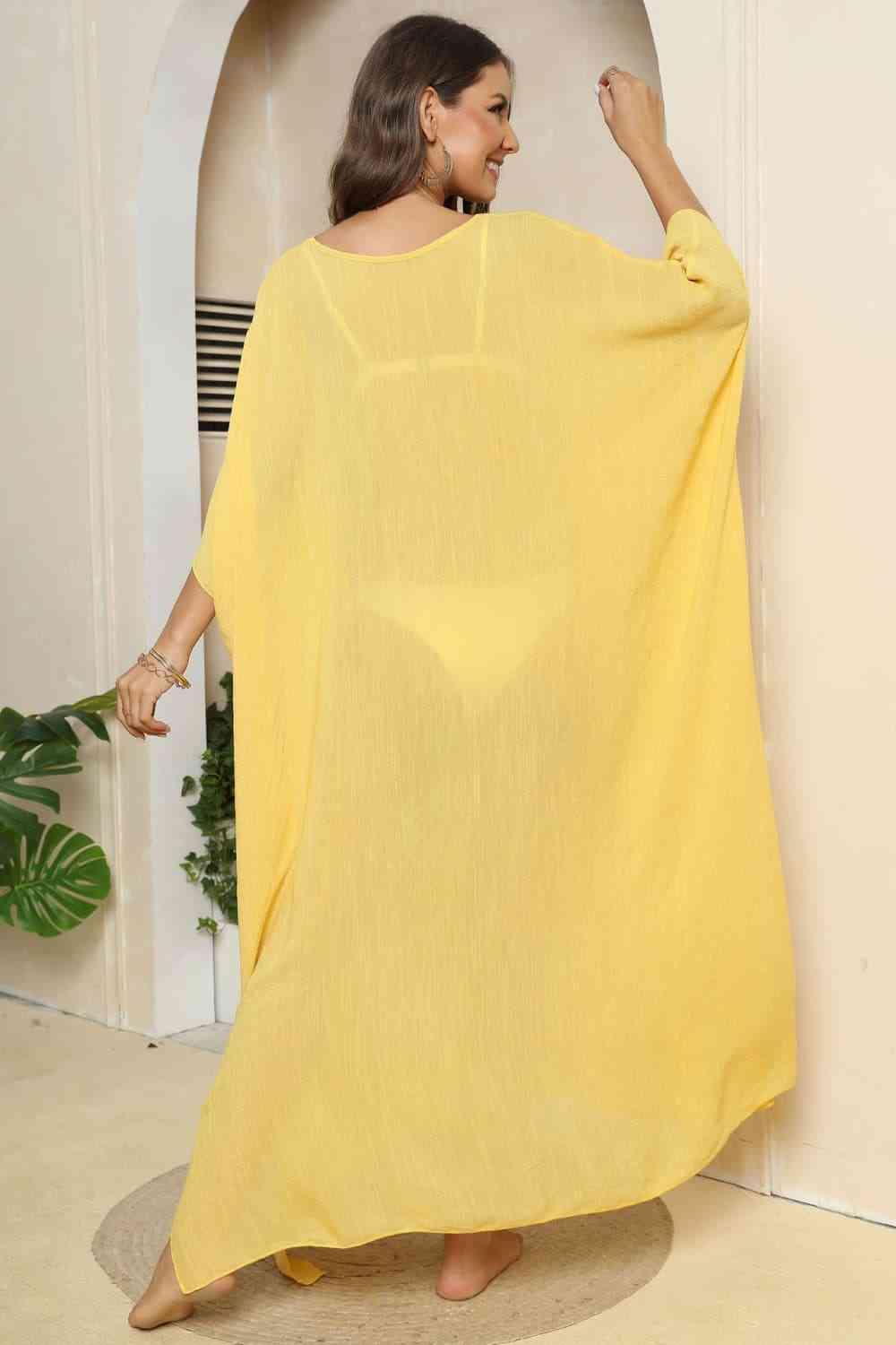 V-Neck Three-Quarter Sleeve Cover-Up - NawdeX