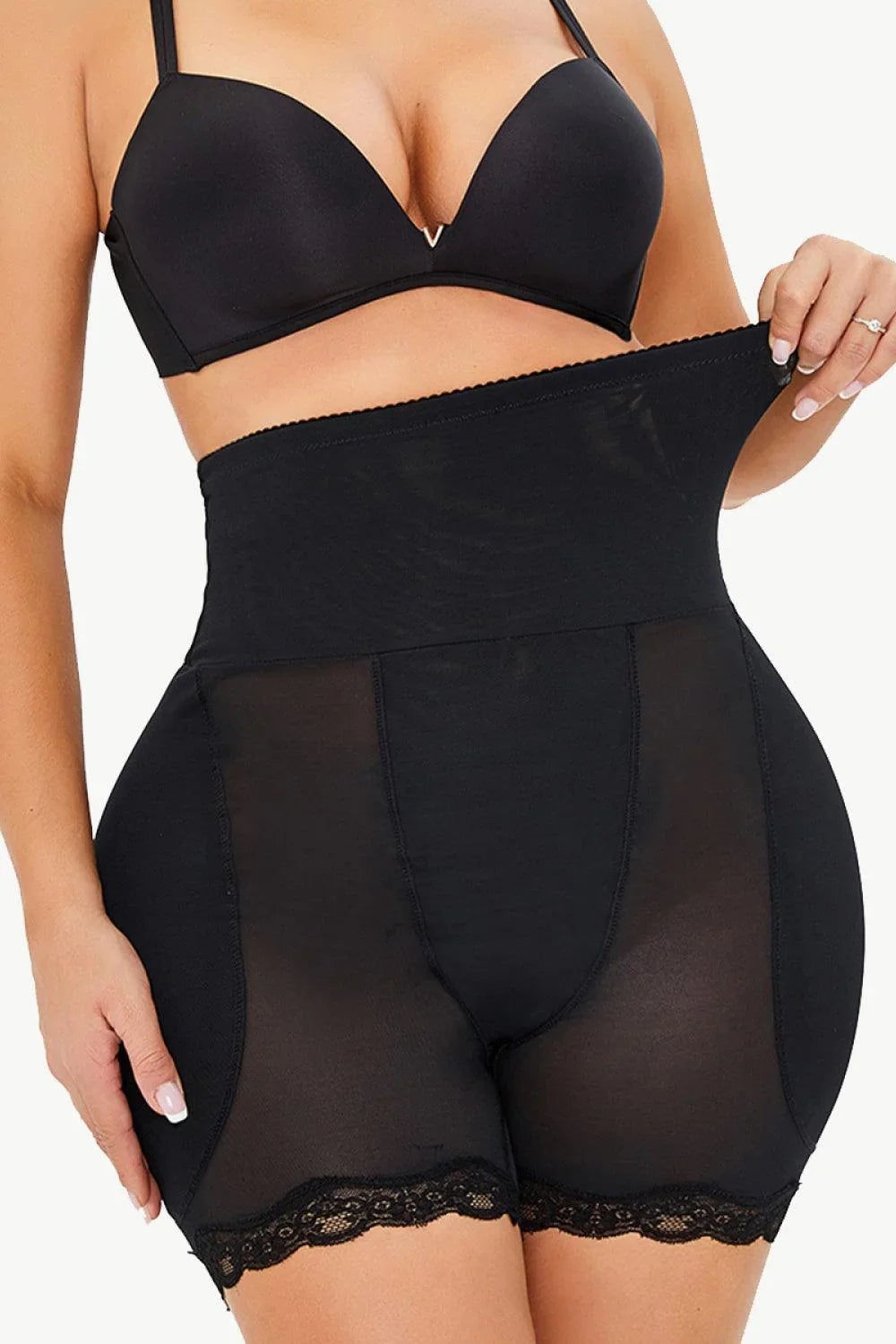 Full Size Lace Trim Pull-On Lifting Shaping Shorts - NawdeX