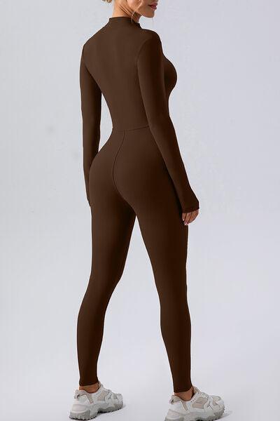 Half Zip Mock Neck Active Jumpsuit - NawdeX