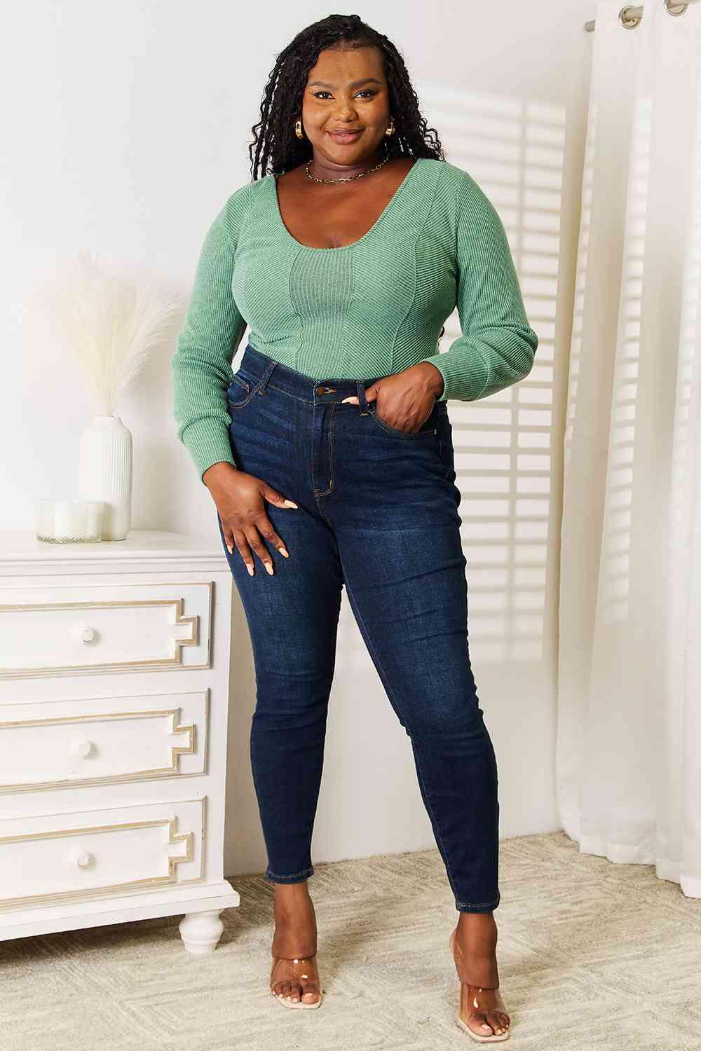 Basic Bae Scoop Neck Long Sleeve Top - NawdeX