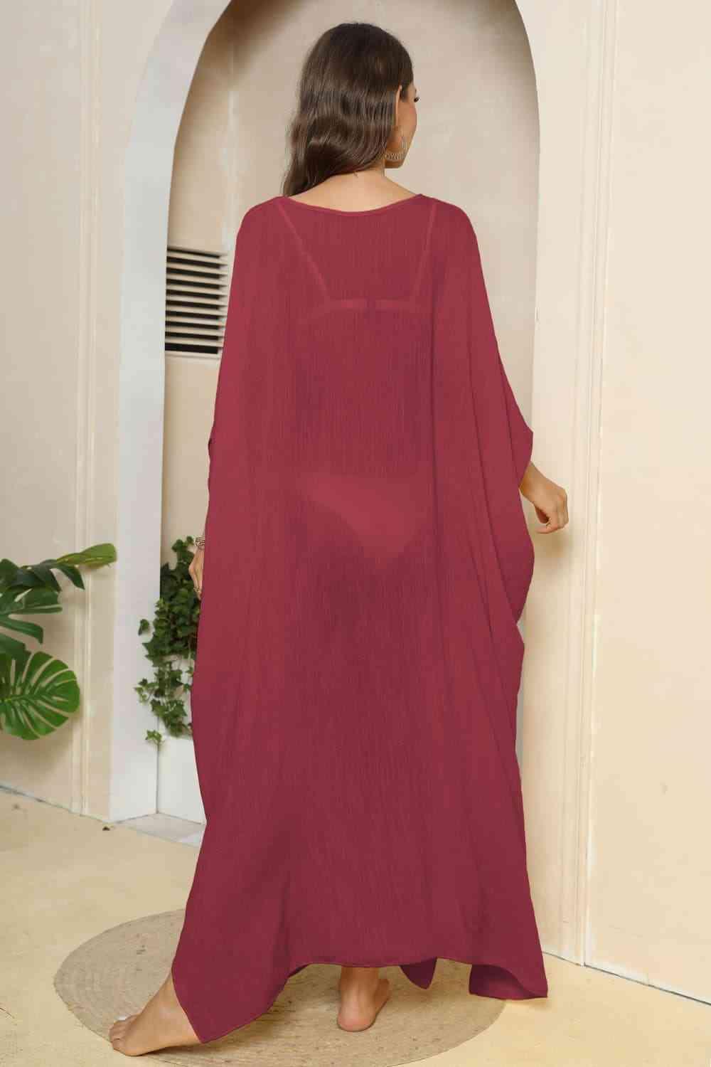 V-Neck Three-Quarter Sleeve Cover-Up - NawdeX