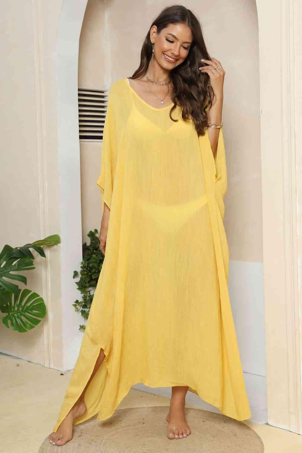 V-Neck Three-Quarter Sleeve Cover-Up - NawdeX