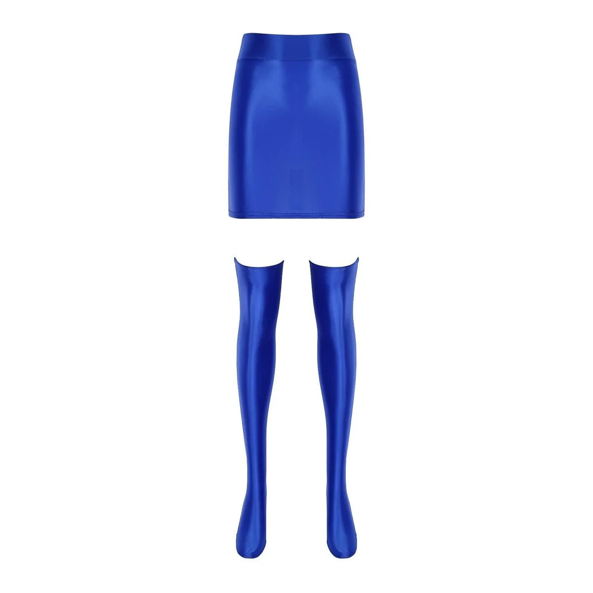 Baddies Women's Glossy Tight Skirt Stockings Set Sexy High Waist Workout Cheer Booty Dance Wear  Oil Shiny Pole Dancing Clubwear Outfit - NawdeX