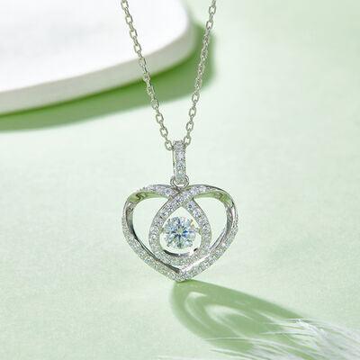 Moissanite 925 Sterling Silver Heart Shape Necklace - NawdeX