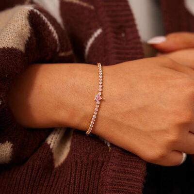 Heart Shape Inlaid Zircon 18K Gold-Plated Bracelet - NawdeX