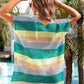 Openwork Striped V-Neck Short Sleeve Cover Up - NawdeX