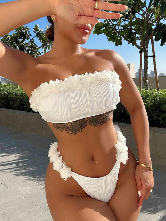 Applique Tie Back Two-Piece Bikini Set - NawdeX