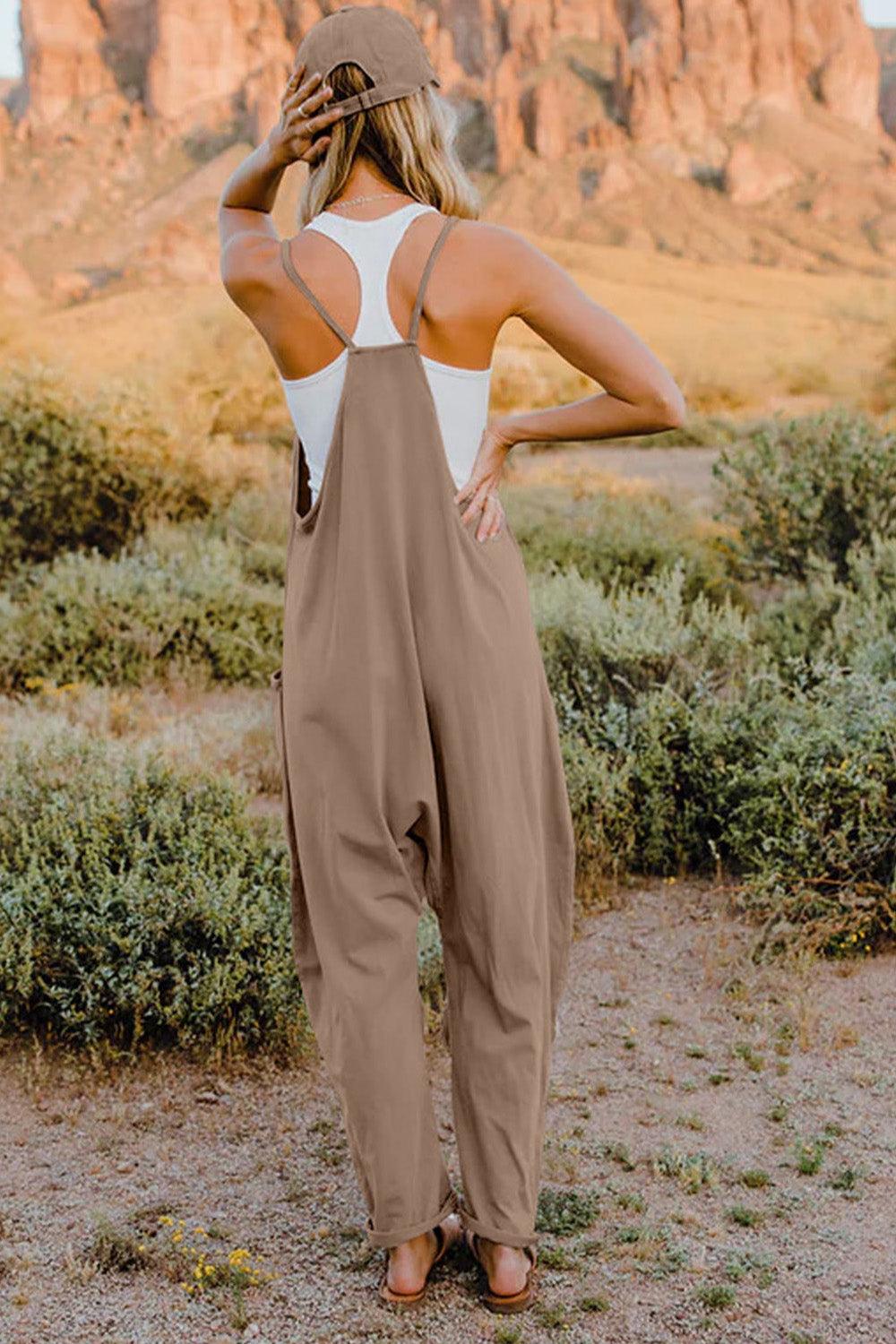 Double Take Full Size V-Neck Sleeveless Jumpsuit with Pockets - NawdeX