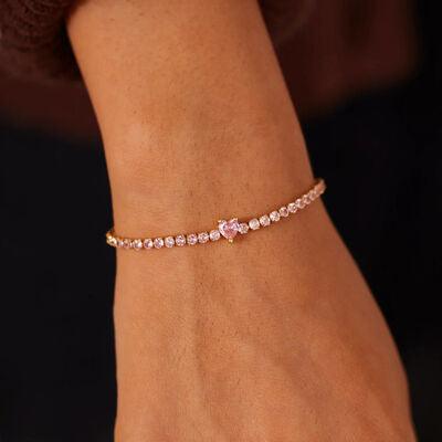 Heart Shape Inlaid Zircon 18K Gold-Plated Bracelet - NawdeX