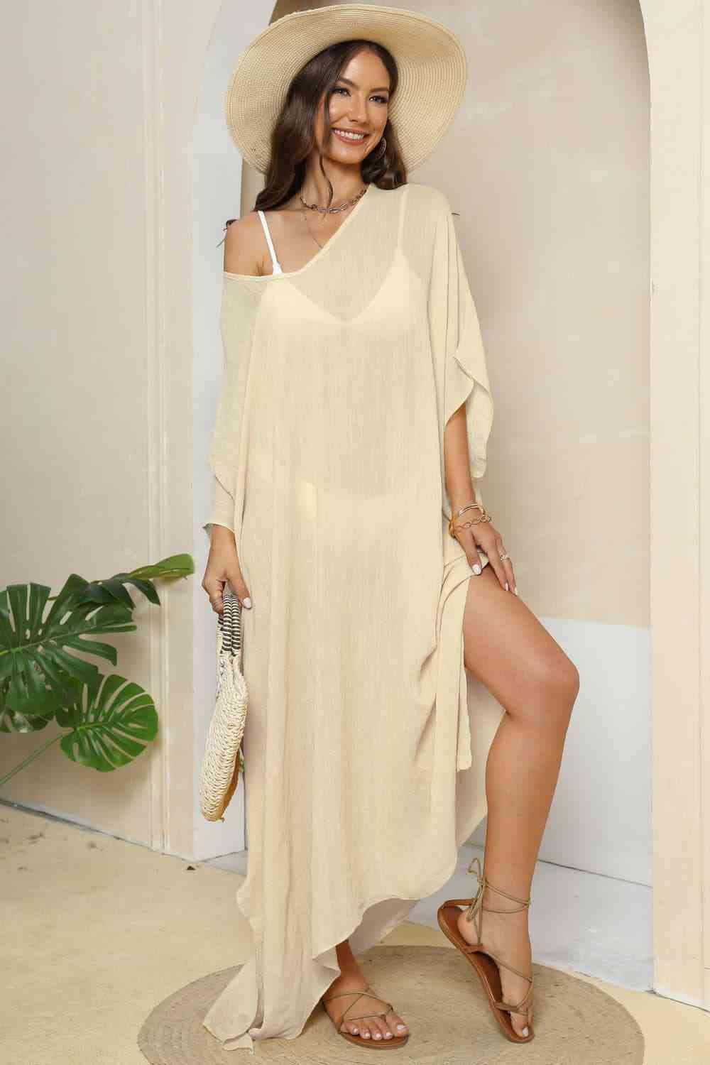 V-Neck Three-Quarter Sleeve Cover-Up - NawdeX