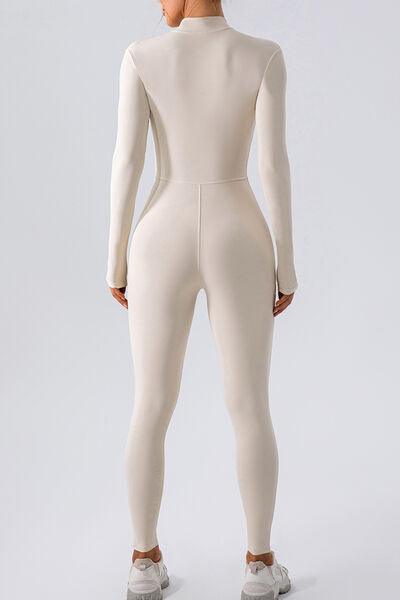 Half Zip Mock Neck Active Jumpsuit - NawdeX