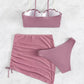 Women's solid color shell shape bikini three-piece sets - NawdeX