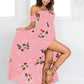 Women's printed one-shoulder strapless chiffon printed slit dress - NawdeX